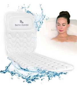 lot 16269 image: Bath Haven Bath Pillow for Bathtub - Full Body Mat & Cushion Headrest for Women and Men, Luxury Pillows for Neck and Back in Shower Tub Jacuzzi - Powerful Suction Cups
