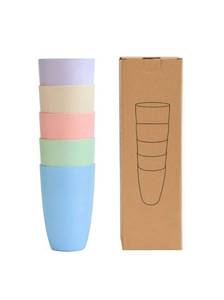 lot 18192 image: NAWOVAO Unbreakable Glasses Drinking Cups for Adult, 22 OZ Biodegradable Wheat Straw Plastic Cups, Reusable Eco Friendly BPA Free Tumblers Sets of 5 Multicolor, Microwave Dishwasher Safe Cups - Set Of 2