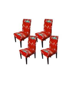 lot 18204 image: Christmas Chair Covers for Dining Room Printed Chair Slipcovers Christmas Decorations (Set of 4,Christmas Lights) Pack of 4