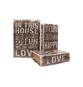 lot 19980 image: Jolitac Decorative Book Boxes World Map Pattern Antique Book Invisible Box with Magnetic Cover, Faux Wood Set of 3 Storage Set (Letter)