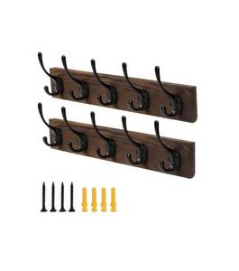 lot 19992 image: Coat Rack Wall Mount, POZEAN 2 Pack Hat Rack with 10 Wall Hooks Coat Hooks, Wall Coat Racks with Hooks for Hanging Coats, Hats, Jacket, Bags, Scarf, Keys