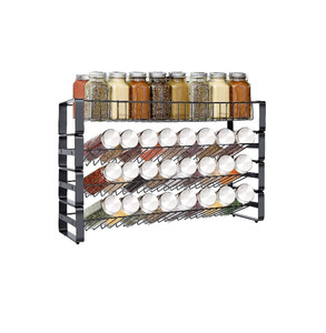 lot 19996 image: Spice Rack Organizer for Cabinet, 4 Tier Stackable Seasoning Rack Organizer, Detachable Countertop Spice Rack, Freestanding Spice Jar Organizer, Black Frosted Iron Kitchen Counter Shelf