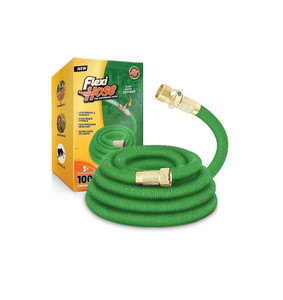 lot 19998 image: GREEN MONSTAH - Flexi Hose Lightweight Expandable Garden Hose, No-Kink Flexibility, 34 Inch Solid Brass Fittings and Double Latex Core (100 FT, Green)