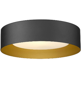 lot 27005 image: Flush Mount Ceiling Light,Frosted Glass Shade, Black and Gold