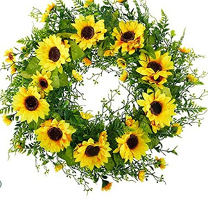 lot 27054 image: WXBOOM 18in. Artificial Sunflower Wreath