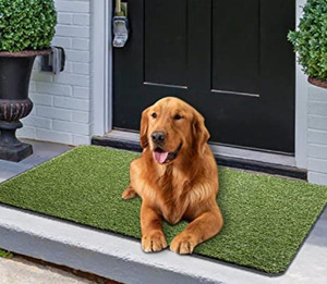 lot 27065 image: Artificial Grass Door Mat, 45x33 Inch