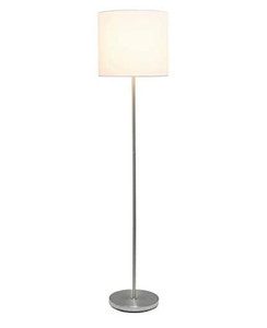 lot 27076 image: Simple Designs Brushed Nickel Drum Shade Floor Lamp,White