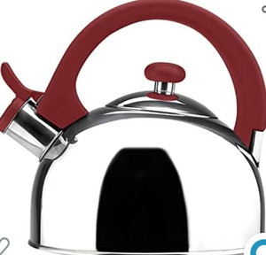 lot 27079 image: MAGEFESA Acacia Red Kettle stovetop,whistling kettle teapot, 2.1 Quart