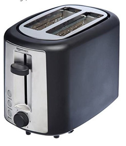 lot 27122 image: Amazon Basics 2 Slice, Extra-Wide Slot Toaster with 6 Shade Settings,Black