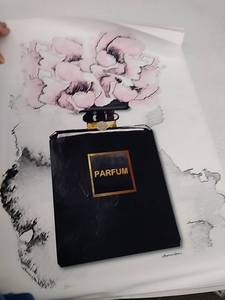 lot 27135 image: Parfum canvas wall art, Frame not included