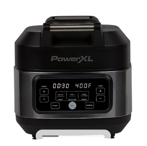 lot 27162 image: PowerXL Electric Indoor Grill and 5.5 Quart Air Fryer Multi-Cooker, Model AFG 5-A