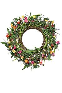 lot 27167 image: NeoLartes 24inch Floral Willow Wreath,Purple Daisy