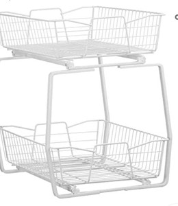 lot 27180 image: ClosetMaid 14 Inch Wide Two Tier Cabinet Organizer,White