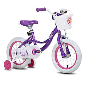 lot 27225 image: Joystar 18in. kids bicycle with training wheels, Fairy Purple
