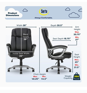 lot 27249 image: Serta Big and Tall Executive Chair,Black