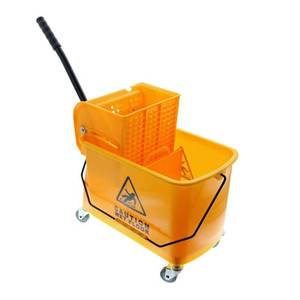 lot 27372 image: H.B. Smith 24-Quart Wheeled Mop Bucket with Wringer, Yellow