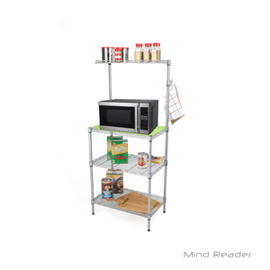 lot 27393 image: Mind Reader 3 Tier Microwave Shelf Counter Unit with Hooks