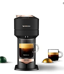 lot 27394 image: Nespresso Vertuo Next Coffee and Espresso Maker by DeLonghi, Deluxe Matte Black Rose Gold