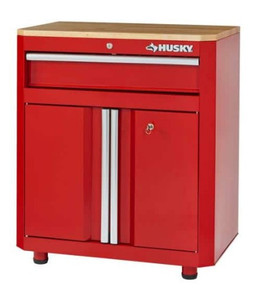 lot 27408 image: Husky 23-Gauge Steel 1-Drawer 2-Door Garage Base Cabinet,Red