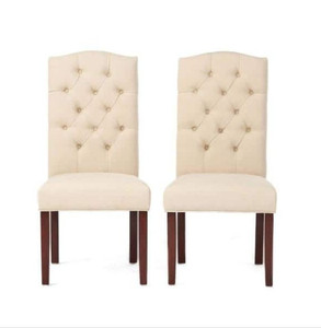 lot 27431 image: Crown Ivory Linen Dining Chairs, Set of 2