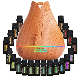 lot 58448 image: Aromatherapy Essential Oil Diffuser Gift Set - 400ml Ultrasonic Diffuser with 20 Essential Plant Oils - 4 Timer & 7 Ambient Light Settings - Therapeutic Grade Essential Oils