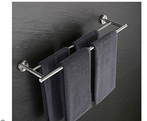 lot 58459 image: KES 23.6 Inch Double Towel Bar SUS304 Stainless Steel Bathroom Kitchen Towel Holder Dual Towel Rod Rustproof Wall Mount Brushed