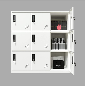 lot 58641 image: Full White Color Metal Office and Home Storage Cabinet Locker with 9 Doors Thin Edge Beautiful Appearance (Full White, 9D)