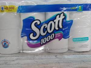 lot 59297 image: Scott Trusted Clean Toilet Paper 12 Regular Rolls, Septic-Safe, 1-Ply Toilet Tissue Rolls