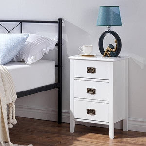lot 59308 image: VECELO Modern 3-Drawer Wood Nightstands Accent Table