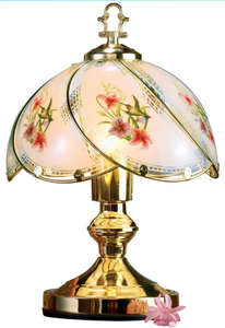 lot 59329 image: Collections Etc. Hummingbird Desk Tabletop Touch Lamp with Gold Base and Accents, 3 Light Settings