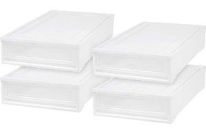 lot 59341 image: IRIS USA Under Bed Box Chest Drawer, White,3 pack