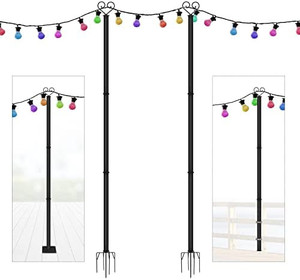 lot 59345 image: Outdoor Light Pole (2 Pack x 10ft), Heavy Duty Outdoor Patio Decorations, Light Poles for Garden, Lawn, Patio, Wedding, Birthday Party