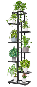 lot 59349 image: JEPRECO Metal Plant Stand 8 Tier 9 Potted, Multiple Flower Pot Holder Shelves Organizer Rack for Garden Balcony Patio Living Room Indoor Outdoor (9 Pot Positions, Dark Grey)