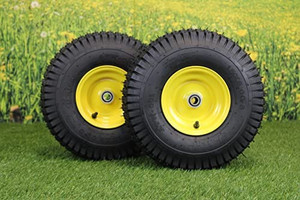 lot 59367 image: Lawn and Garden Mower Tires and Wheels, 0.75 Inch Bearings  Set of 2 15x6-6 Inch 4 Ply