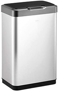 lot 59372 image: EKO 50 Liter  13.2 Gallon Mirage-T Motion Sensor Rectangular Bin, Brushed Stainless Steel Finish
