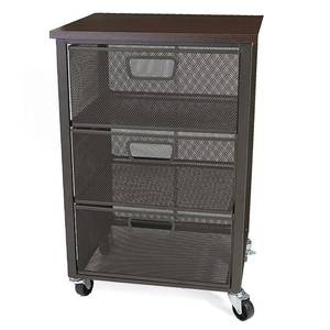 lot 59374 image: Mind Reader - 3-Tier Metal Rolling File Cart with Drawers for Kitchen(could be missing pieces)