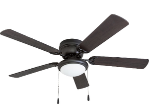 lot 59380 image: Portage Bay 50251 Hugger 52 Matte Black West Hill Ceiling Fan with Bowl Light Kit(missing pieces)