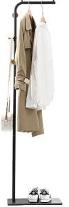 lot 59399 image: EMIAH Metal Freestanding Coat Rack Stand Hall Coat Tree with 3 Hooks, Coat Hat Hanger Stand with Stable Slate Base for Bedroom, Office, Hallway, Entryway, Living Room could be missing pieces