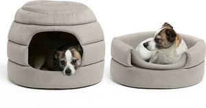 lot 59407 image: Best Friends by Sheri 2-in-1 Honeycomb Hut CoveredBolster Cat & Dog Bed