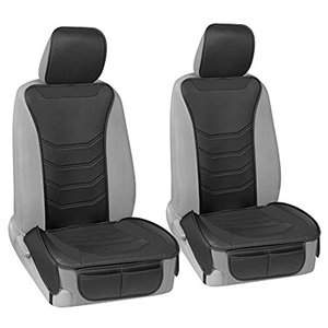 lot 59606 image: Motor Trend LuxeFit Black Faux Leather Car Seat Cover for Front Seats, 2 Piece Set � Padded Universal Fit Luxury Cover, Faux Leather Sideless Protector for Car Truck Van & SUV