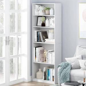 lot 59637 image: Furinno JAYA Simply Home 5-Shelf Bookcase, Adjustable Shelves, White