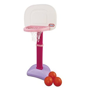 lot 59642 image: Little Tikes Toddler Easy Score Basketball Set, Adjustable Hoop, 3 Balls, Pink