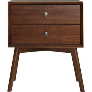 lot 59644 image: MCM 2 Drawer Solid Wood Nightstand - Walnut