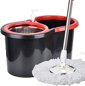 lot 60241 image: Spin Mop with Bucket, 360 Spin Mop Bucket System with 2 Mop Heads, Stainless Steel Floor Cleaning Set for Floor Cleaning