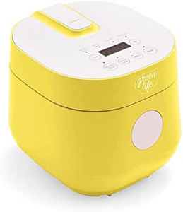 lot 60244 image: GreenLife Healthy Ceramic Nonstick 4-Cup Rice Oats and Grains Cooker, PFAS-Free, Dishwasher Safe Parts, Yellow