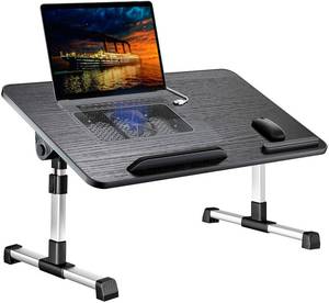 lot 60470 image: Laptop Desk for Bed,LEEHEE Adjustable Lap Bed Tray Folding Table Lap Stand with Internal USB Cooling Fan, Standing Desk for Home Office Working Gaming Writing, Fits for 17 Laptop or Smaller (Black)