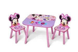 lot 60473 image: Delta Children Kids Table and Chair Set (2 Chairs Included) - Ideal for Arts & Crafts, Snack Time, Homeschooling, Homework & More, Disney Minnie Mouse