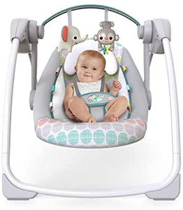 lot 60751 image: Bright Starts Whimsical Wild Portable Compact Automatic Swing with Melodies