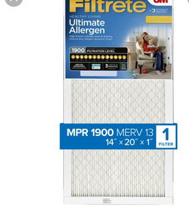 lot 60766 image: Filtrete 14x20x1, AC Furnace Air Filter