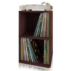 lot 60778 image: Way Basics 2 Tier zBoard Vinyl Record Display Shelf in Espresso Wood Grain